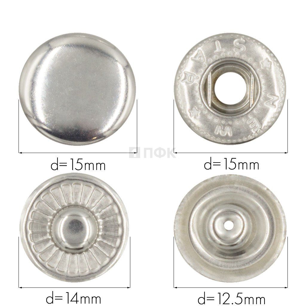 Кнопка для одежды 15мм Альфа латунь цв никель (уп 720шт) NEW STAR — ПФКР Кнопка для одежды 15мм Альфа латунь цв никель (уп 720шт) NEW STAR