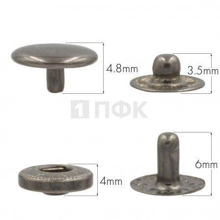 Кнопка для одежды 10мм Альфа сталь цв никель тем (уп 1440шт) STRONG