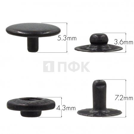 Кнопка для одежды 12,5мм Альфа сталь цв оксид (уп 1440шт) STORM