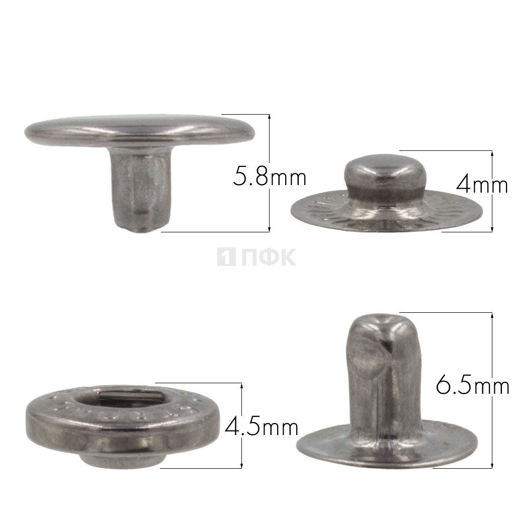 Кнопка для одежды 12,5мм Альфа сталь цв никель тем (уп 1440шт) STRONG