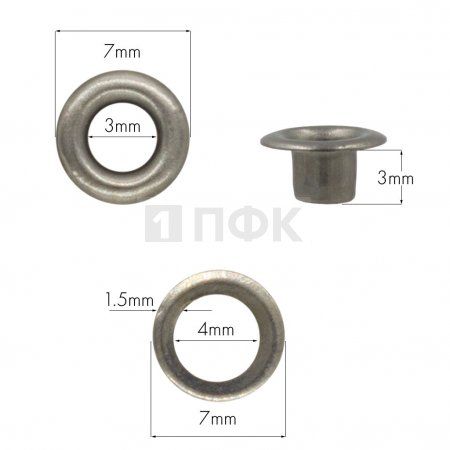 Люверсы №17 3мм сталь цв никель тем (уп 5000шт) 