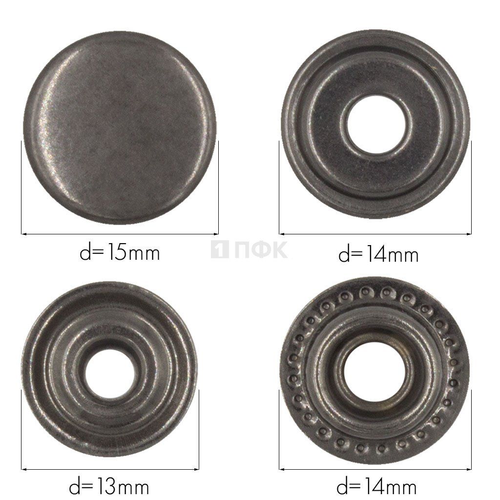 Кнопка для одежды 15мм №61 латунь цв никель тем (уп 720шт) STRONG