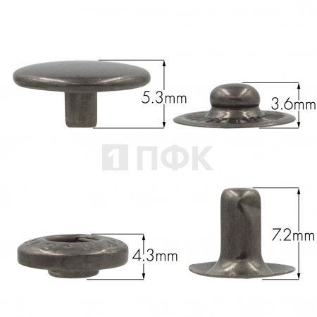 Кнопка для одежды 12,5мм Альфа сталь цв никель тем (уп 1440шт) STORM Кнопка для одежды 12,5мм Альфа сталь цв никель тем (уп 1440шт) STORM