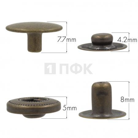 Кнопка для одежды 15мм Альфа сталь цв антик (уп 720шт) NEW STAR