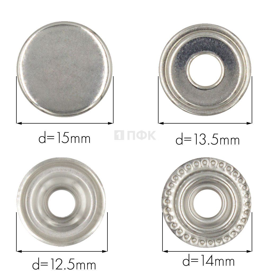 Кнопка для одежды 15мм №61 нерж цв никель (уп 720шт) NEW STAR