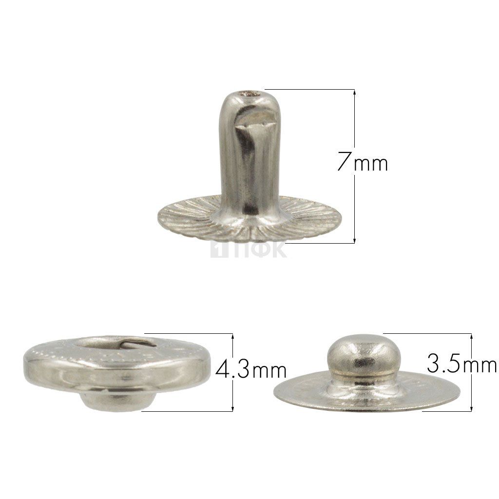 3 Части кнопки для одежды 12,5мм Альфа нерж цв никель (уп 1440шт) NEW STAR