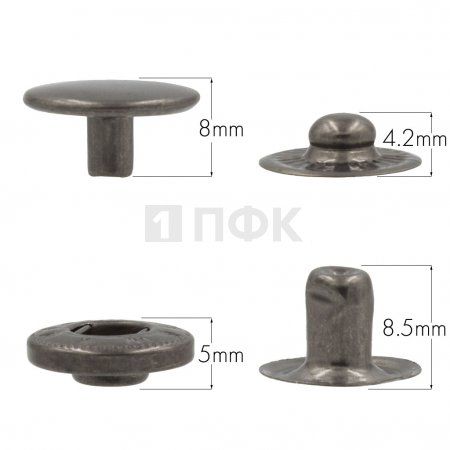 Кнопка для одежды 15мм Альфа латунь цв никель тем (уп 720шт) NEW STAR 