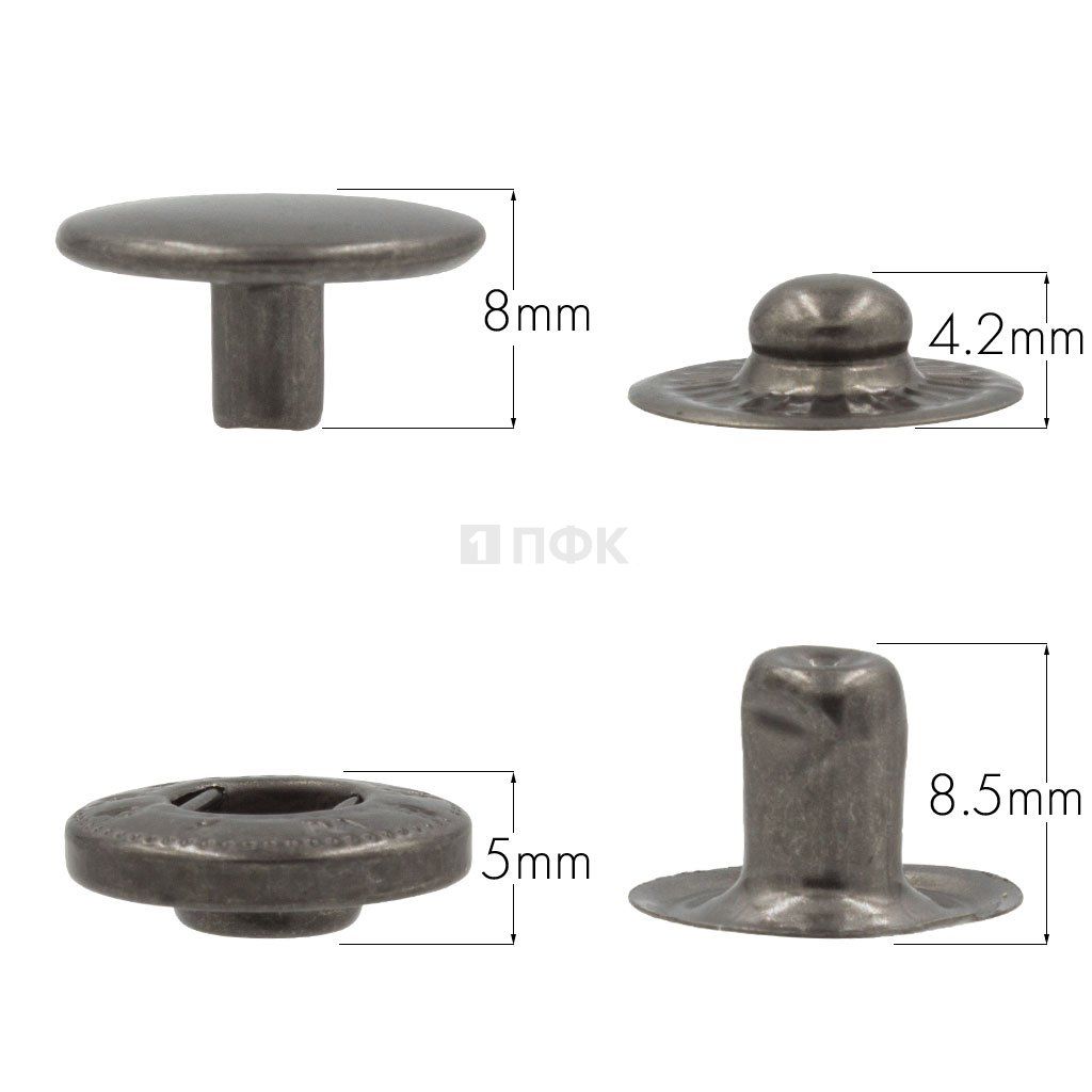 Кнопка для одежды 15мм Альфа нерж цв никель тем (уп 720шт) BUTTONI 