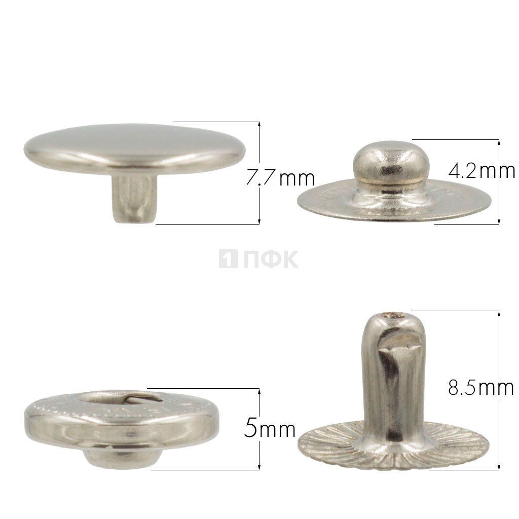 Кнопка для одежды 15мм Альфа нерж цв никель (уп 720шт) DNG