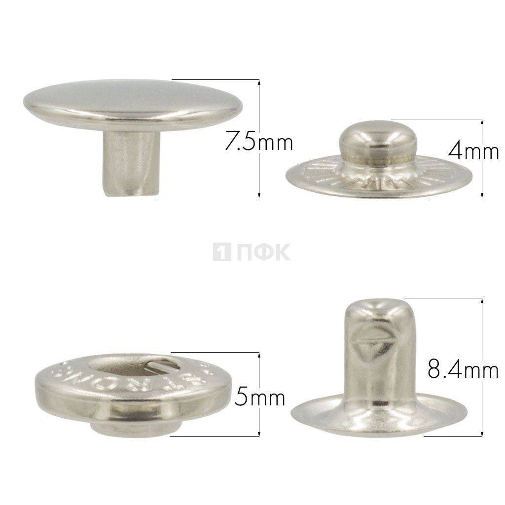 Кнопка для одежды 15мм Альфа латунь цв никель (уп 720шт) STRONG