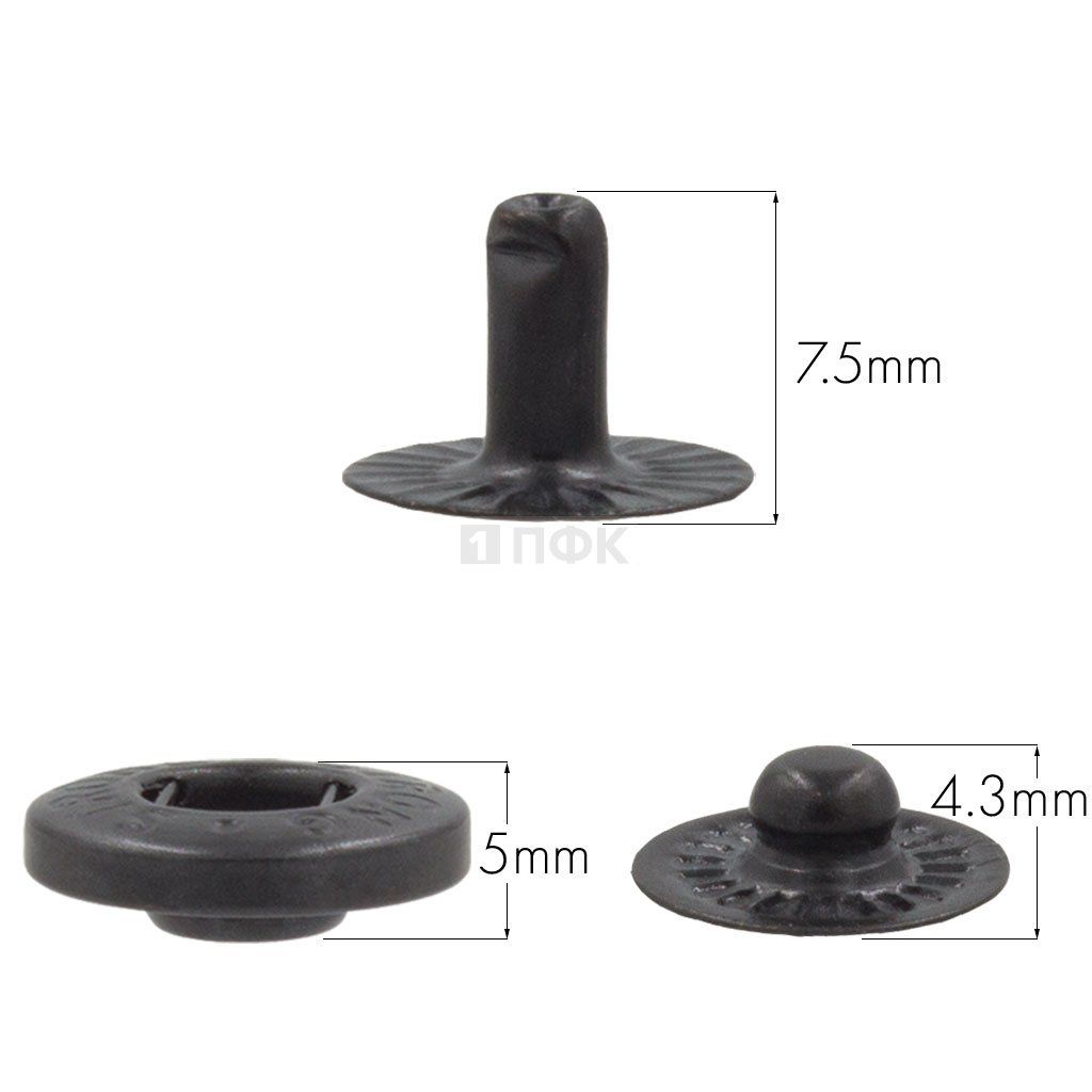 3 Части кнопки для одежды 15мм Альфа сталь цв оксид (уп 720шт) STRONG