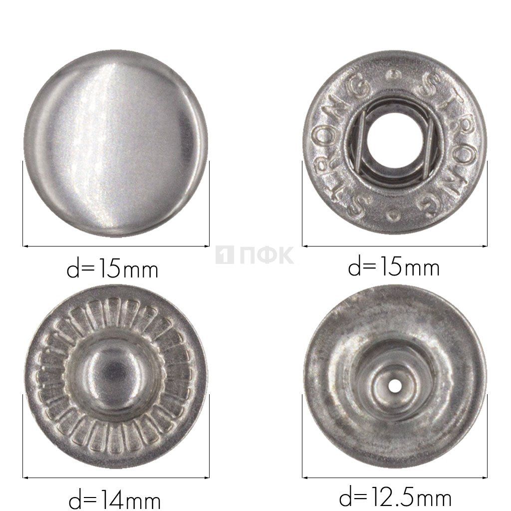 Кнопка для одежды 15мм Альфа латунь цв никель тем (уп 720шт) STRONG — ПФКР Кнопка для одежды 15мм Альфа латунь цв никель тем (уп 720шт) STRONG