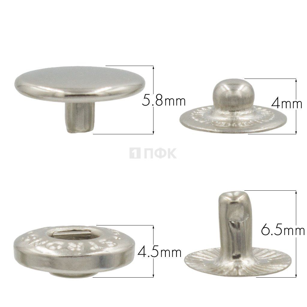 Кнопка для одежды 12,5мм Альфа сталь цв никель (уп 1440шт) STRONG