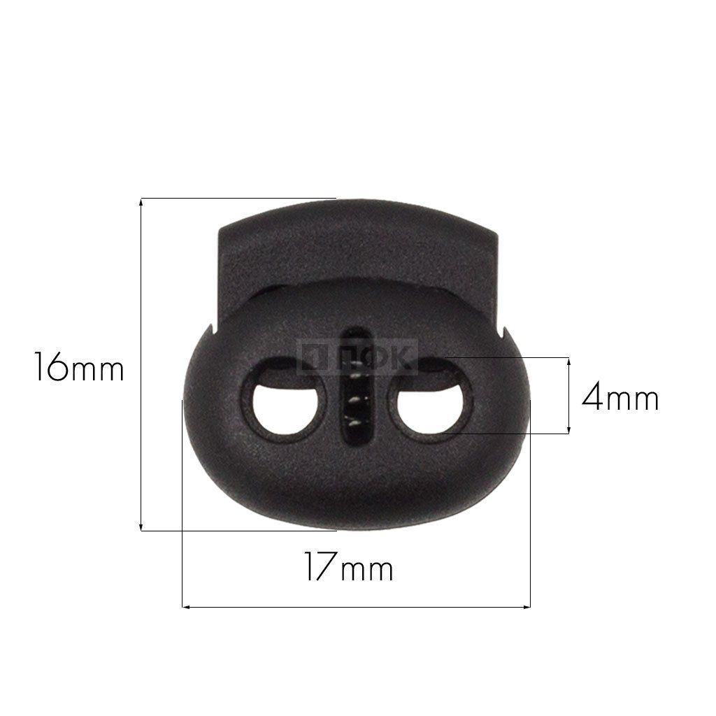 Фиксатор для шнура двойной Арт.А2-036 малый РОМ цв черный (уп 500шт/10000шт)