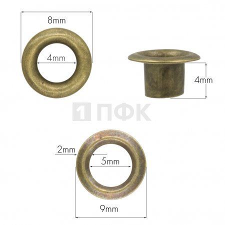 люверсы №2 4мм сталь цв антик (уп 5000шт)